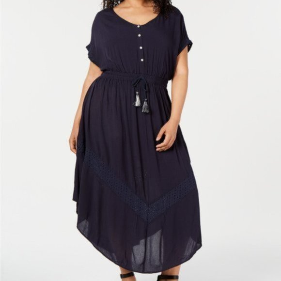 NWT Style & Co. Navy Plus Tie Waist Maxi Dress #1 - Picture 5 of 5